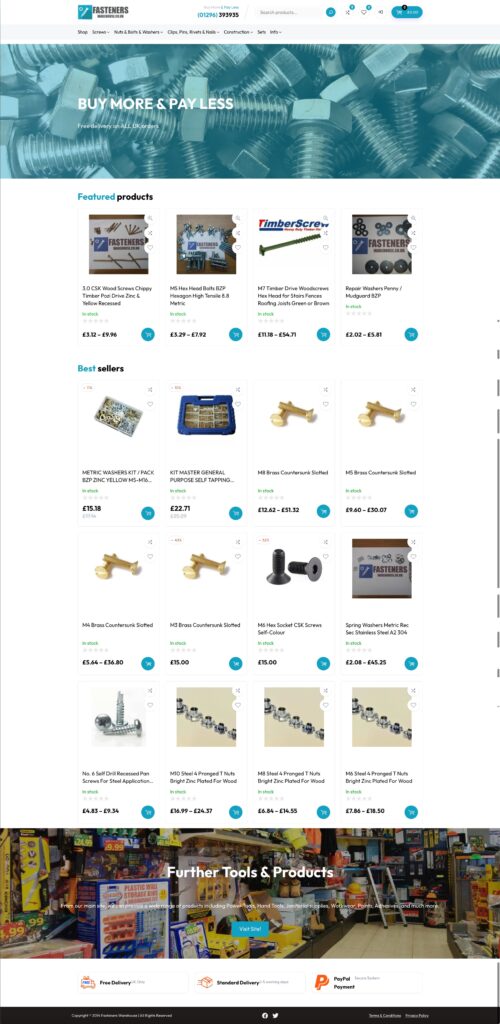 Fasteners, hardware tools, screws, nuts, bolts, washers, DIY supplies, construction accessories, UK delivery, Dynapta Limited.